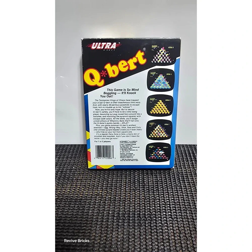 Qbert (Nintendo Entertainment System, 1989) Game & Box No‎ Manual Tested Great